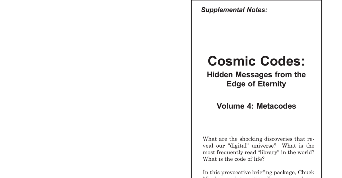 Cosmic Codes Notes 04